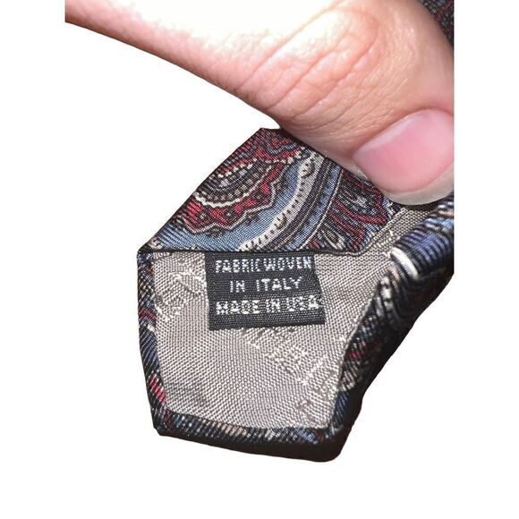 Christian Dior Handmade Navy and Red Abstract Neck Tie - Picture 5 of 5